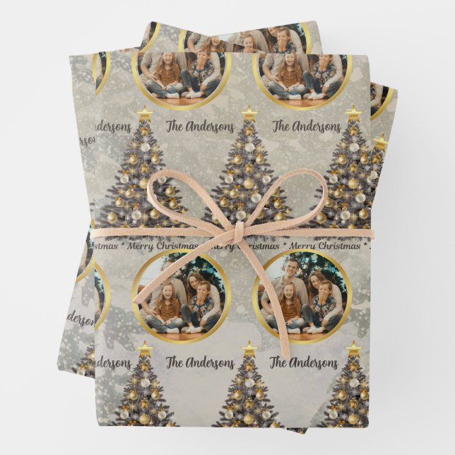 Feuille De Papier Cadeau Custom Photo Christmas Wrapping Paper  (En situation)