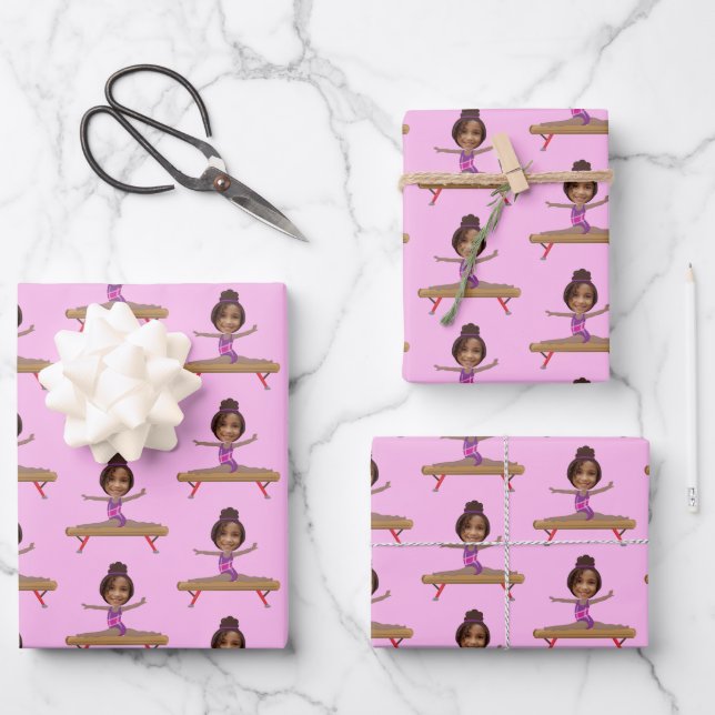Feuille De Papier Cadeau Cute African American Gymnastics Photo Custom (Recto)