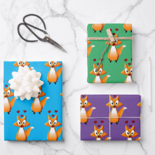 Feuille De Papier Cadeau Cute animal caricature Fox