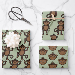 Feuille De Papier Cadeau Cute Animé Monkey Designer Imprimer Enfants