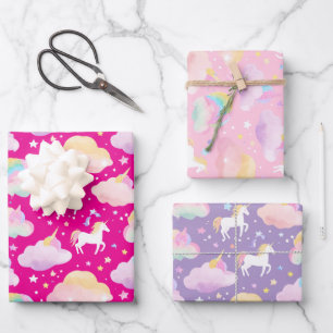 Feuille De Papier Cadeau Cute arc-en-ciel licorne magique fille anniversair