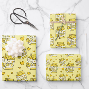 Feuille De Papier Cadeau Cute banane Lait Jaune