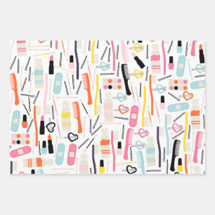Feuille De Papier Cadeau Cute Beautician Wrapping Paper