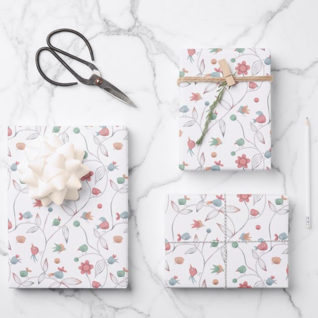 Feuille De Papier Cadeau Cute Birdie (Recto)
