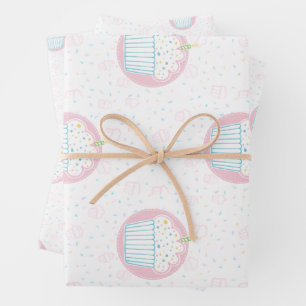 Feuille De Papier Cadeau Cute Birthday Cupcake with Candle