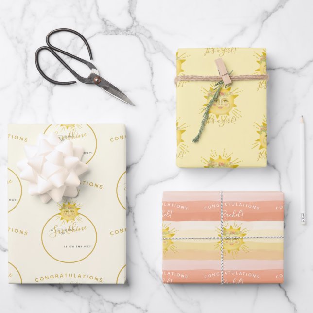 Feuille De Papier Cadeau Cute Boho Rainbow Ray de Sunshine Baby shower (Recto)