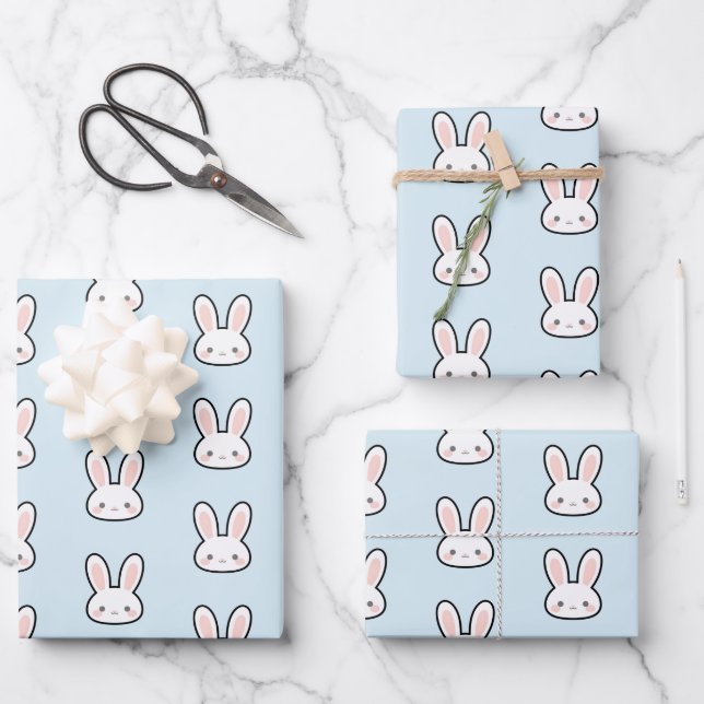 Feuille De Papier Cadeau Cute Bunny Face Rabbit Pattern (Recto)
