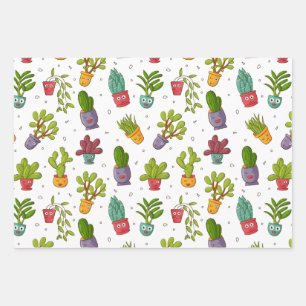 Feuille De Papier Cadeau Cute Cactus Nature Succulents Motif