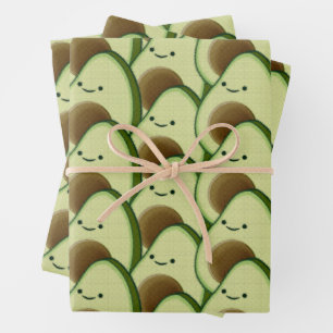 Feuille De Papier Cadeau Cute carton Avocado Décoratif