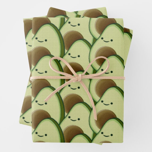 Feuille De Papier Cadeau Cute carton Avocado Décoratif (En situation)