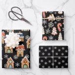 Feuille De Papier Cadeau Cute Christmas Gingerbread Cookies Snowflakes<br><div class="desc">Ajoutez une touche fantaisiste à vos cadeaux de vacances avec notre charmant pain d'épice de Noël Cookies Flambets de neige Enveloppant des feuilles de papier avec un motif délicieux de maisons de pain d'épices et des flocons de neige complexes. Chaque maison est décorée avec des détails givrés, des toits colorés...</div>