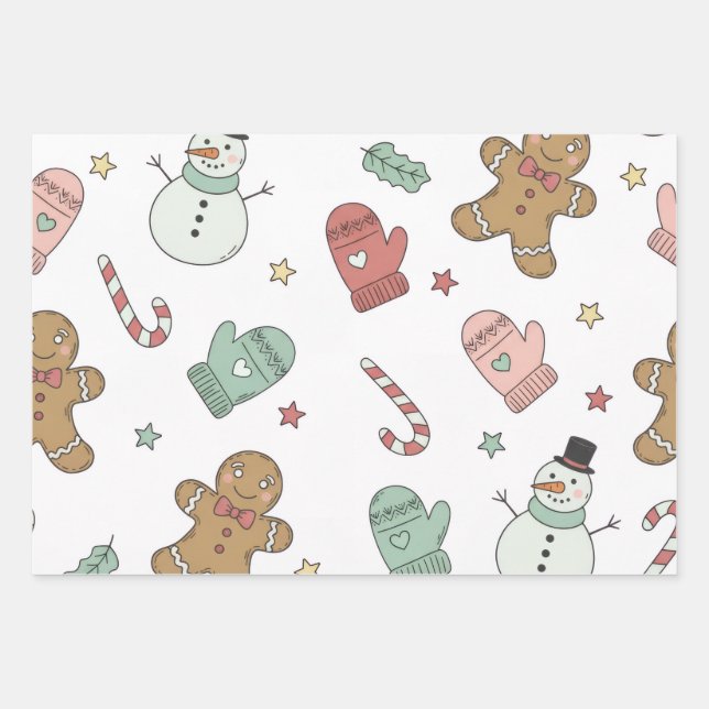 Feuille De Papier Cadeau Cute Christmas Seamless Pattern Wrapping Paper – G (Devant)