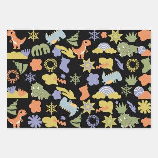 Feuille De Papier Cadeau Cute Dinosaur Christmas Wrapping Paper