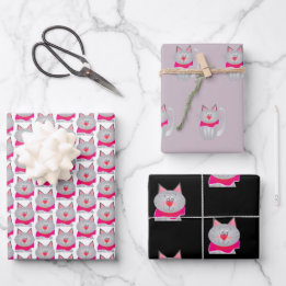 Feuille De Papier Cadeau Cute et Artsy Kitty Cat Designer