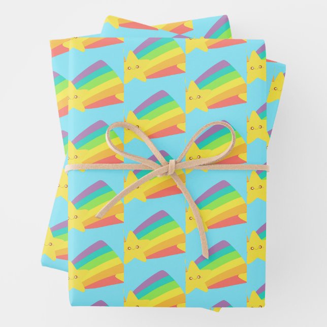 Feuille De Papier Cadeau Cute étoile arc-en-ciel (En situation)