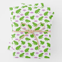 Cute Frogs Lily Pads rose et vert Doodart