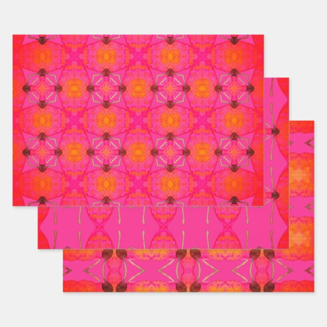 Feuille De Papier Cadeau Cute Girl Orange et rose (Lot)