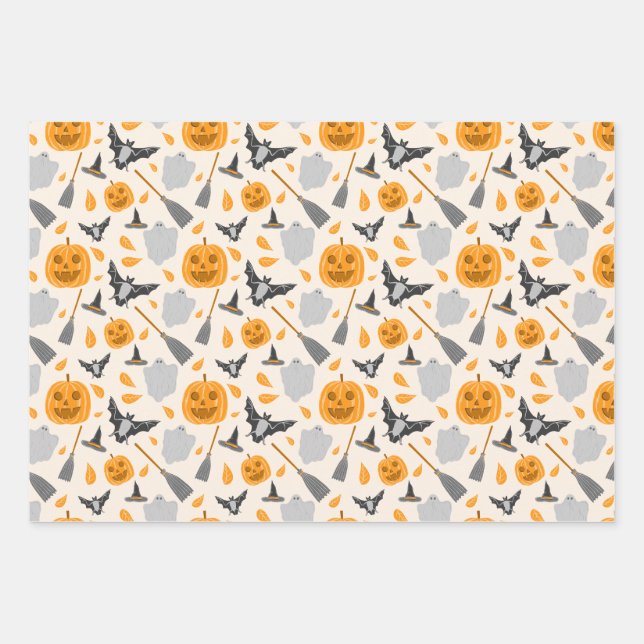 Feuille De Papier Cadeau Cute Halloween Pattern Wrapping Paper Sheet Sets. (Devant)