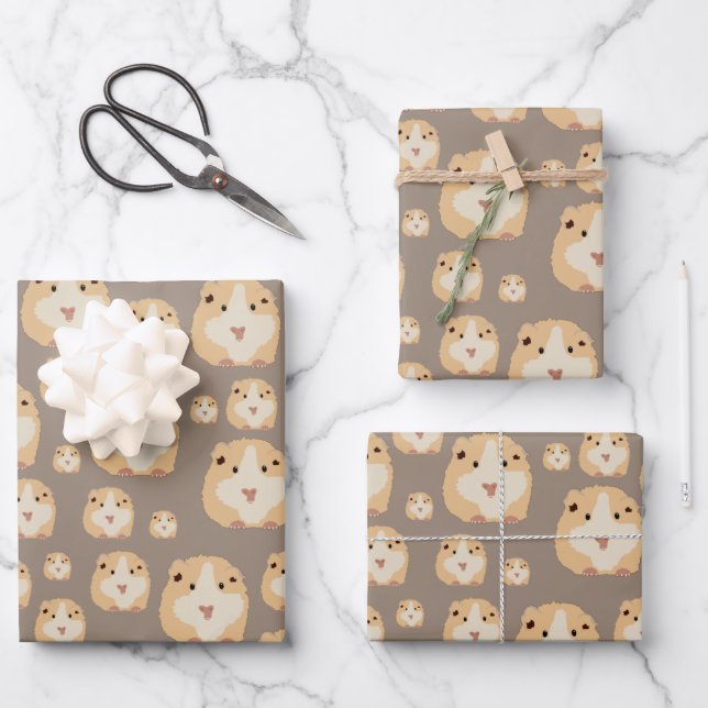 Feuille De Papier Cadeau Cute Hamster Motif Brown (Recto)