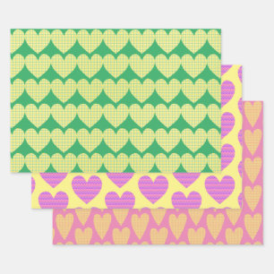 Feuille De Papier Cadeau Cute Heart Art Style Rétro Amour