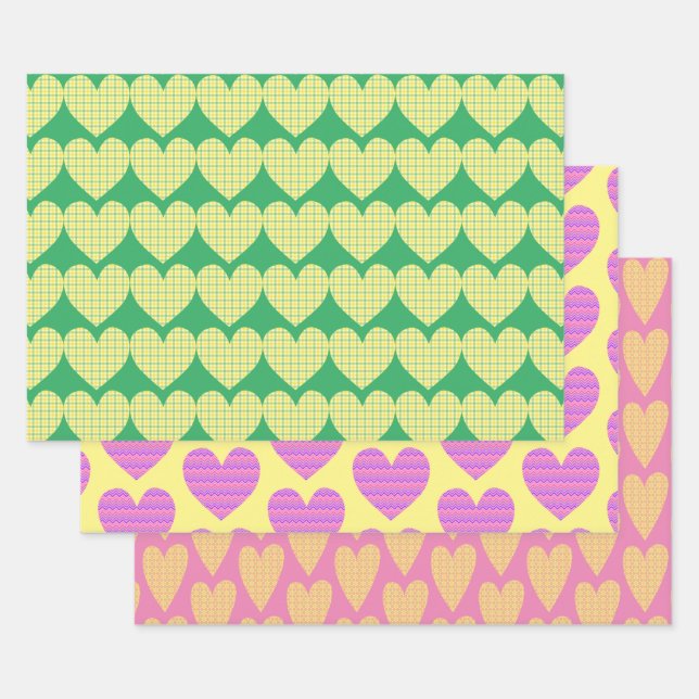 Feuille De Papier Cadeau Cute Heart Art Style Rétro Amour (Lot)