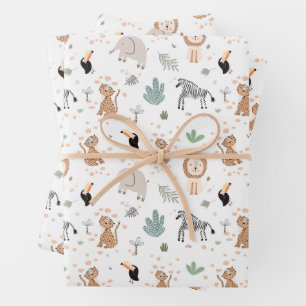 Feuille De Papier Cadeau Cute Jungle Rainforest Animaux Motif