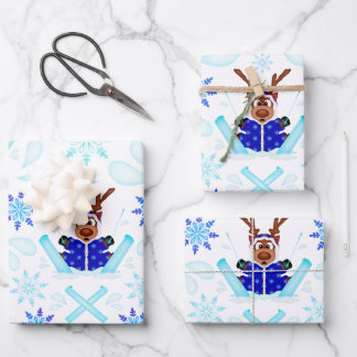 Feuille De Papier Cadeau Cute Kasky Christmas Reindeer Festif Vacances Cerf