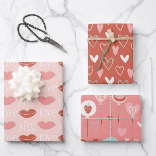 Feuille De Papier Cadeau Cute Kawaii Lèvres d'amour