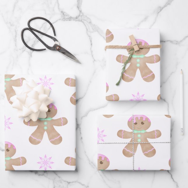 Feuille De Papier Cadeau Cute Kids Christmas Gingerbread Motif (Recto)
