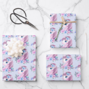Feuille De Papier Cadeau Cute & Magique Baby Unicorn Motif