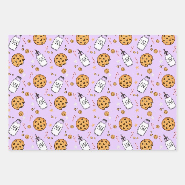 Feuille De Papier Cadeau Cute Milk and Cookies Christmas Wrapping Paper  (Devant)