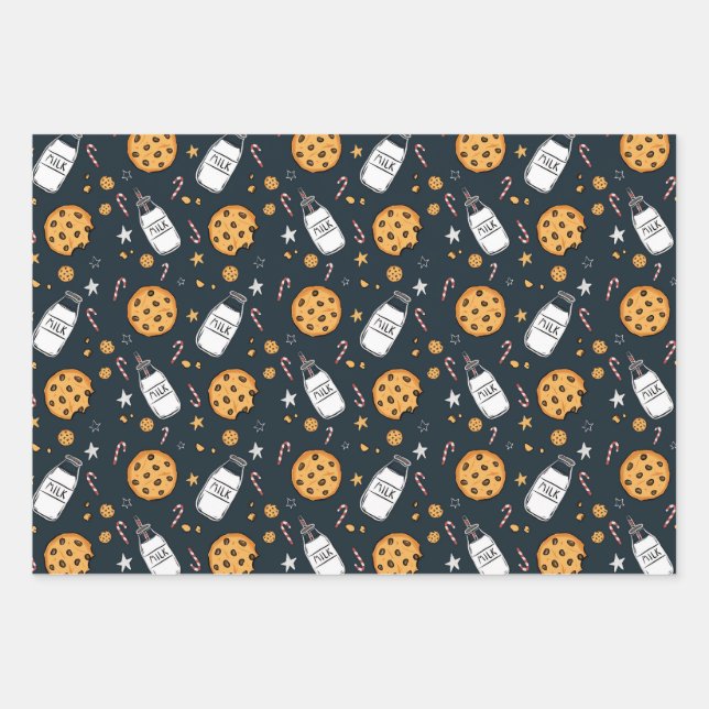 Feuille De Papier Cadeau Cute Milk and Cookies Gift Wrap (Devant)