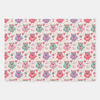 Feuille De Papier Cadeau Cute monster Valentine wrapping paper