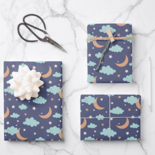 Feuille De Papier Cadeau Cute Moon Star Cloud Motif