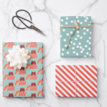 Feuille De Papier Cadeau Cute Motif de chat en bois - Aqua Green Christmas<br><div class="desc">NewParkLane - Des feuilles de papier d'emballage de Noël géantes, dont une avec un motif de petits chats en bois, assis dans une boîte cadeau de Noël, contre un arrière - plan vert aqua. L'une avec des rayures orange et blanches profondes et l'autre avec un aqua vert et blanc à...</div>