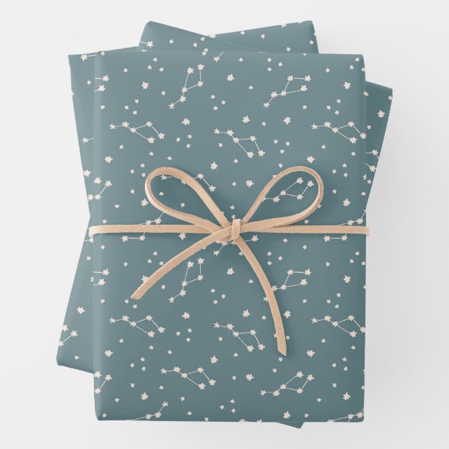 Feuille De Papier Cadeau Cute Motif Sky Constellation (En situation)