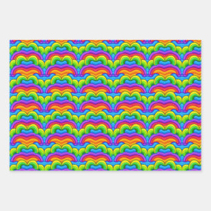Feuille De Papier Cadeau Cute Nostalgale Enfants Rainbows Formes Arches Mot