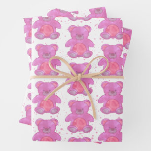 Feuille De Papier Cadeau Cute Ours Teddy Rose Personnalisé