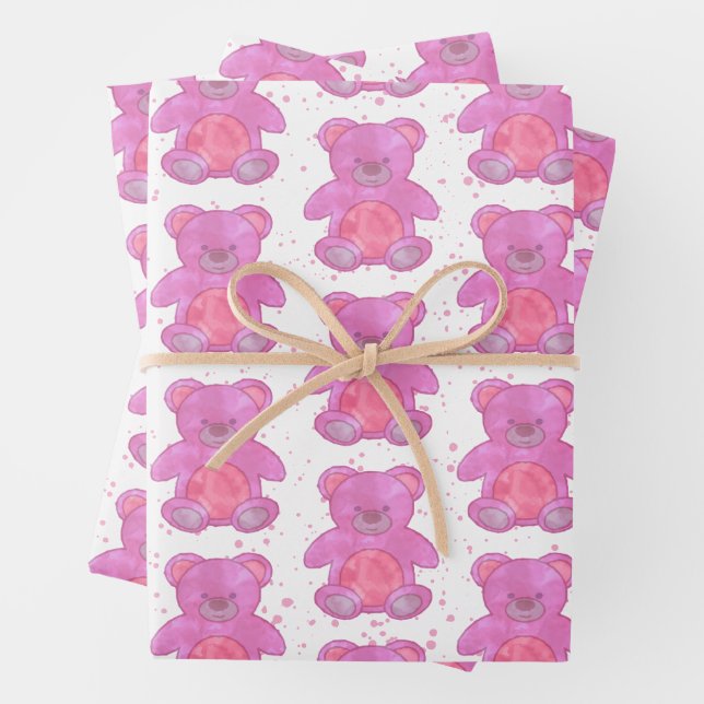 Feuille De Papier Cadeau Cute Ours Teddy Rose Personnalisé (En situation)