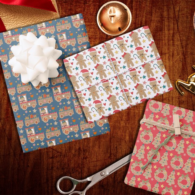 Feuille De Papier Cadeau Cute pain d'épices Noël Festif Motifs (Créateur téléchargé)