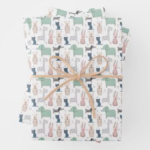 Feuille De Papier Cadeau Cute Pastel Baby Motif animal
