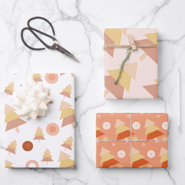 Feuille De Papier Cadeau Cute Pastel Mid Blush Holiday Tree (Recto)