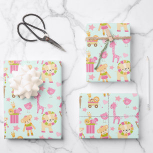 Feuille De Papier Cadeau Cute Pattern avec Whimsical Animals & Toys