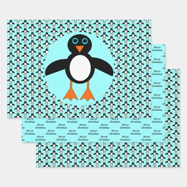 Feuille De Papier Cadeau Cute Penguin personnalisé (Lot)