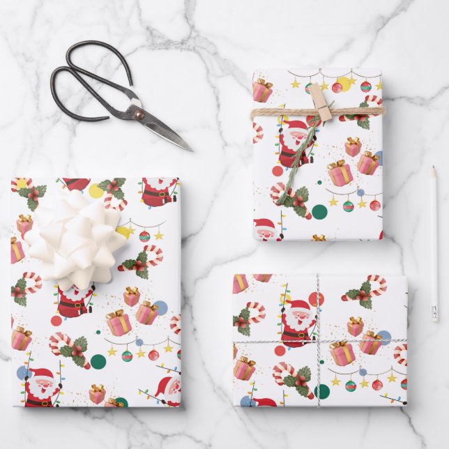 Feuille De Papier Cadeau Cute père Noël (Recto)