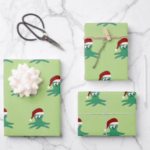 Feuille De Papier Cadeau Cute Père Noël Octopus