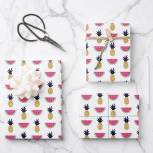 Feuille De Papier Cadeau Cute Pineapple et Watermelon Doodle Pattern
