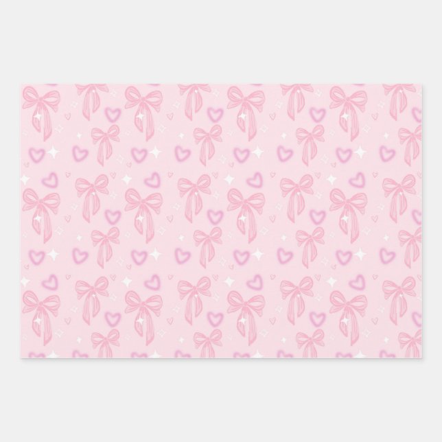 Feuille De Papier Cadeau Cute Pink Bow Wrapping Paper (Devant)