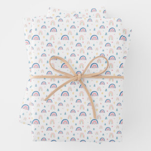 Feuille De Papier Cadeau Cute Rainbows & Hearts Motif
