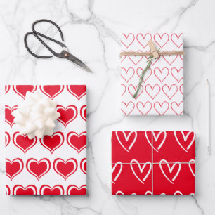 Feuille De Papier Cadeau Cute Red White Hearts Motif Valentine